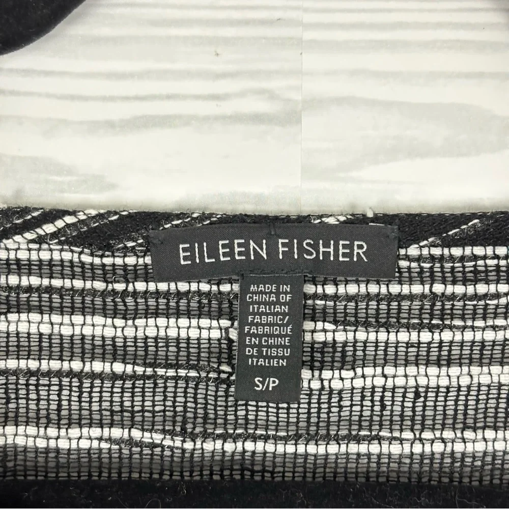 Eileen Fisher Organic Linen Blend Illusion Mesh Blouse Size Small Black - Picture 4 of 7